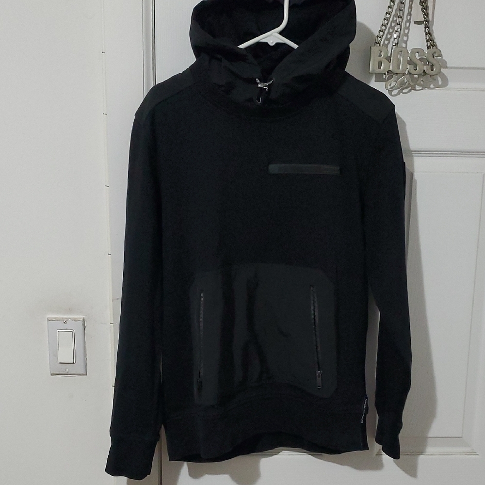 Moose Knuckles Black Jacket with Logo Detail